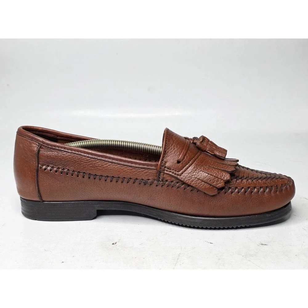 Dexter Shoes Men's Loafers Size‎ 9.5 M Brown Leather Tassel Kiltie Shoes USA VTG